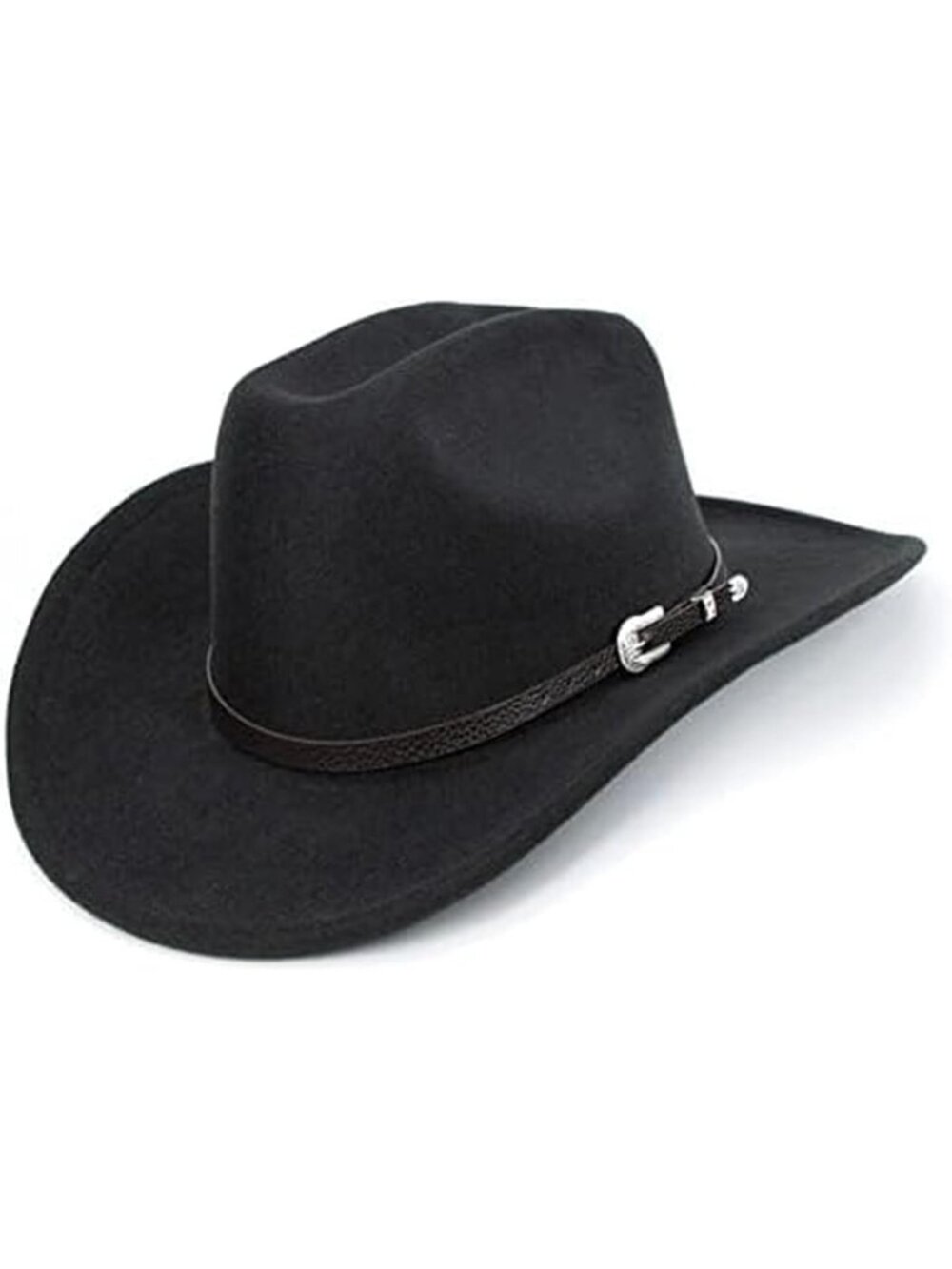 Unisex Black Square Classic Fedora Buckle Belt Cowgirl Western Cowboy Hat